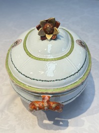 A Chinese famille rose serving dish, a covered tureen and stand with the arms of Peter van Hemert for the Danish market, Qianlong, ca. 1780