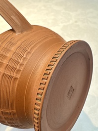 An English 4-piece engine-turned redware tea service, pseudo-Chinese marks, 2nd half 18th C.