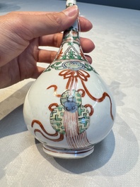Three Chinese famille verte rosewater sprinklers, Kangxi