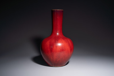 A Chinese flamb&eacute;-glazed bottle vase, 19th C.