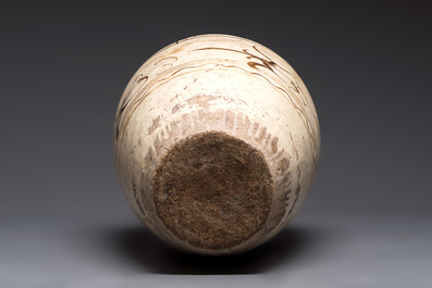A large Chinese Cizhou ware slip-glazed wine jar, Ming