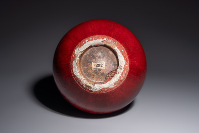 A Chinese flamb&eacute;-glazed bottle vase, 19th C.
