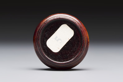 A Chinese blue and white double-gourd snuff bottle and a huali snuff bottle, Xuande and Qianlong mark, 19th C.