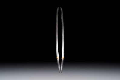 A Japanese katana, signed Hizen no Kuni Dewa no Kami Fujiwara Yukihiro, with koshirae, Edo, dated Genroku 15 (1702)