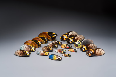 A collection of 19 French &lsquo;Cicada&rsquo; wall pocket vases, 20th C.