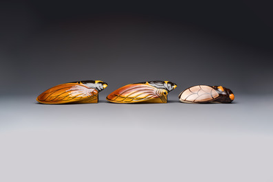 A collection of 19 French &lsquo;Cicada&rsquo; wall pocket vases, 20th C.