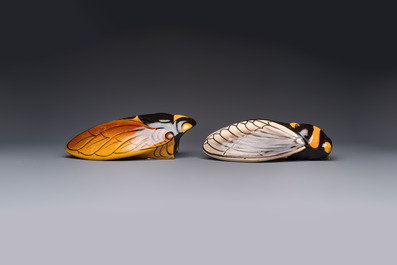 A collection of 19 French &lsquo;Cicada&rsquo; wall pocket vases, 20th C.