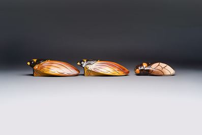 A collection of 19 French &lsquo;Cicada&rsquo; wall pocket vases, 20th C.