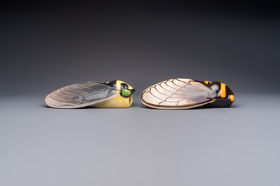 A collection of 19 French &lsquo;Cicada&rsquo; wall pocket vases, 20th C.