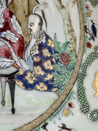 A Chinese famille rose 'Doctor's Visit' plate after Cornelis Pronk, Qianlong