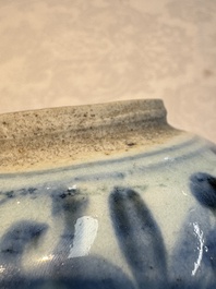Two Chinese blue and white jars, Ming, and a Japanese blue and white vase, possibly Edo, 18th C.