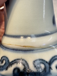 Two Chinese blue and white jars, Ming, and a Japanese blue and white vase, possibly Edo, 18th C.