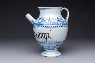 A blue and white Italian wet drug jar inscribed 'Ros. comp.', Savona, 18th C.