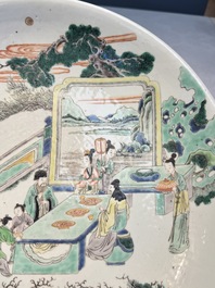A large Chinese famille verte 'Banquet' dish, lingzhi mark, Kangxi