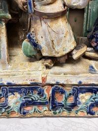 A large and fine Chinese polychrome-glazed Shiwan stoneware group of immortals, 19th C.