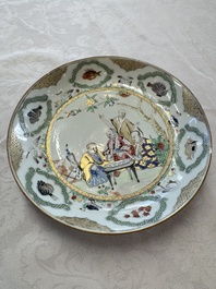 A Chinese famille rose 'Doctor's Visit' plate after Cornelis Pronk, Qianlong