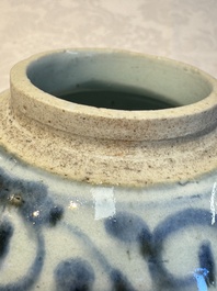 Two Chinese blue and white jars, Ming, and a Japanese blue and white vase, possibly Edo, 18th C.