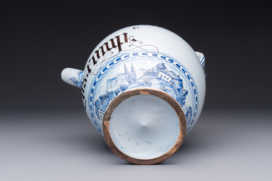 A blue and white Italian wet drug jar inscribed 'Ros. comp.', Savona, 18th C.