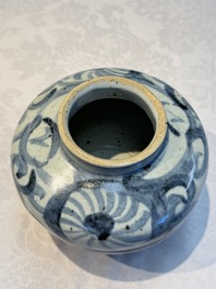 Two Chinese blue and white jars, Ming, and a Japanese blue and white vase, possibly Edo, 18th C.