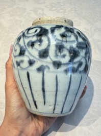 Two Chinese blue and white jars, Ming, and a Japanese blue and white vase, possibly Edo, 18th C.