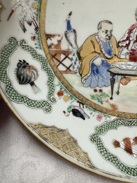 A Chinese famille rose 'Doctor's Visit' plate after Cornelis Pronk, Qianlong