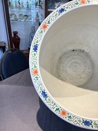A large famille verte-style 'Flower Basket' scroll pot or fish bowl, Samson, Paris, 19th C.