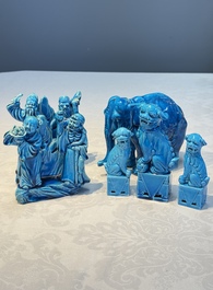 Six Chinese turquoise-glazed wares, 19/20th C.