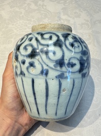 Two Chinese blue and white jars, Ming, and a Japanese blue and white vase, possibly Edo, 18th C.