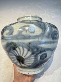 Two Chinese blue and white jars, Ming, and a Japanese blue and white vase, possibly Edo, 18th C.