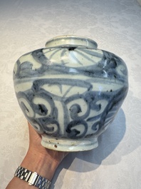 Two Chinese blue and white jars, Ming, and a Japanese blue and white vase, possibly Edo, 18th C.