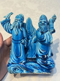 Six Chinese turquoise-glazed wares, 19/20th C.