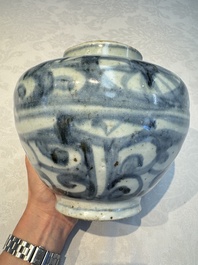 Two Chinese blue and white jars, Ming, and a Japanese blue and white vase, possibly Edo, 18th C.