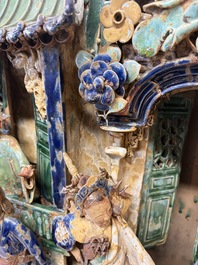 A large and fine Chinese polychrome-glazed Shiwan stoneware group of immortals, 19th C.