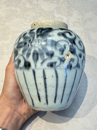 Two Chinese blue and white jars, Ming, and a Japanese blue and white vase, possibly Edo, 18th C.