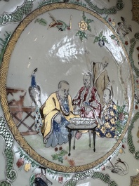 A Chinese famille rose 'Doctor's Visit' plate after Cornelis Pronk, Qianlong