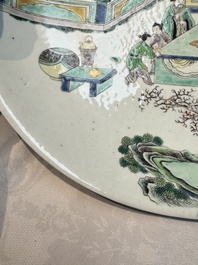 A large Chinese famille verte 'Banquet' dish, lingzhi mark, Kangxi