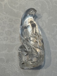 A group of ten Chinese hardstone and cherry amber carvings, 20th C.