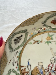 A Chinese famille rose 'Doctor's Visit' plate after Cornelis Pronk, Qianlong