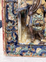 A large and fine Chinese polychrome-glazed Shiwan stoneware group of immortals, 19th C.