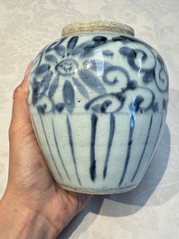 Two Chinese blue and white jars, Ming, and a Japanese blue and white vase, possibly Edo, 18th C.