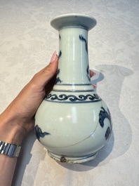 Two Chinese blue and white jars, Ming, and a Japanese blue and white vase, possibly Edo, 18th C.