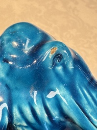 Six Chinese turquoise-glazed wares, 19/20th C.