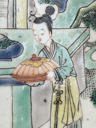A large Chinese famille verte 'Banquet' dish, lingzhi mark, Kangxi
