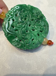 A group of ten Chinese hardstone and cherry amber carvings, 20th C.