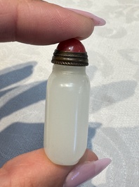 Five Chinese white jade and glass snuff bottles, 19/20th C.