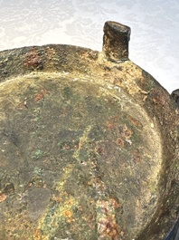 A Chinese archaic ritual tripod food vessel with Taotie design, 'Gui 簋', Western Zhou