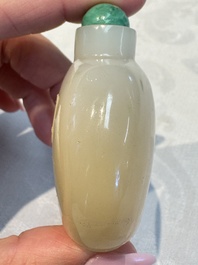 Five Chinese white jade and glass snuff bottles, 19/20th C.