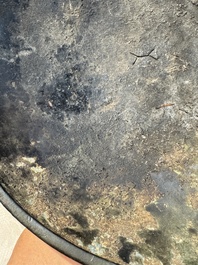 A large Chinese inscribed archaic bronze cover of a 'Gui 簋' vessel, Western Zhou