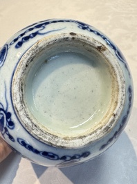 A Chinese blue and white vase and a vessel, 19th C.