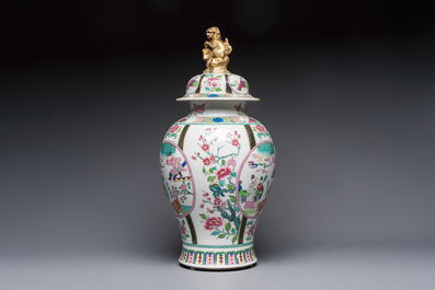 A French famille rose-style 'Xi Xiang Ji' covered vase, Samson, Paris, 19th C.